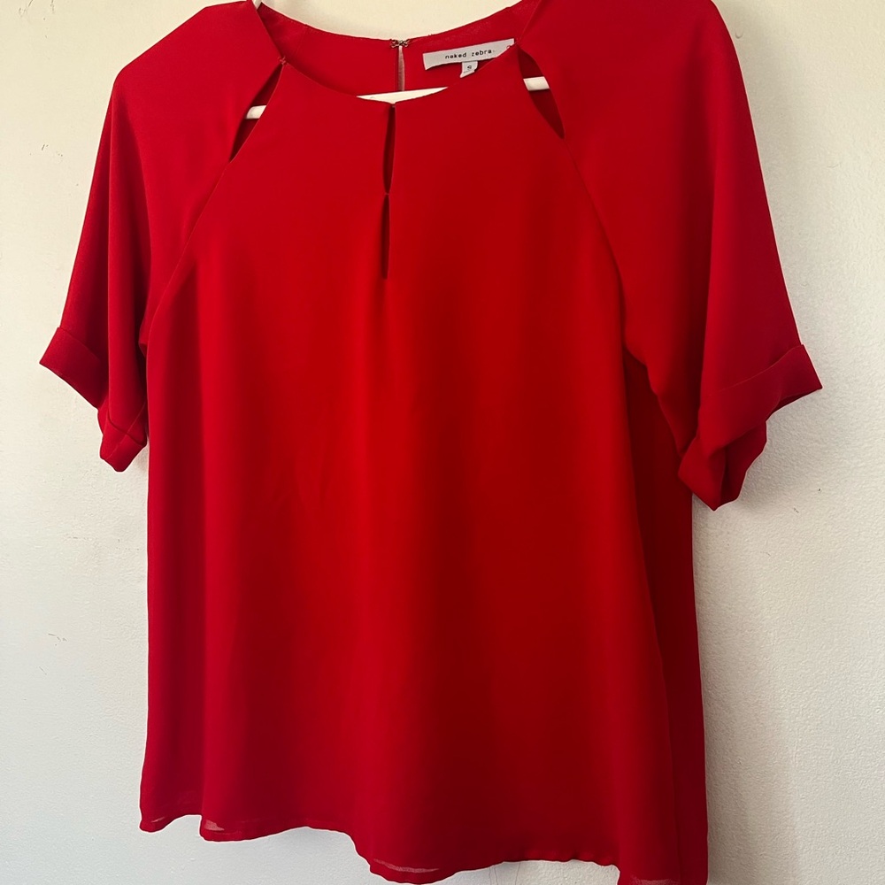 Red sheer blouse